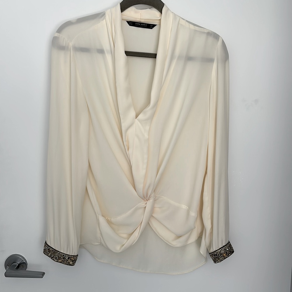 Zara chiffon with beaded sleeves size medium
